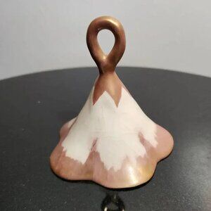Vintage Hand Crafted Gayet Pottery Bell, Mid Century, Hand Painted, Dusty Rose